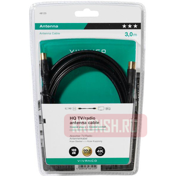 Антенный кабель Vivanco 48125 (3 м, чёрный, с фильтром) 