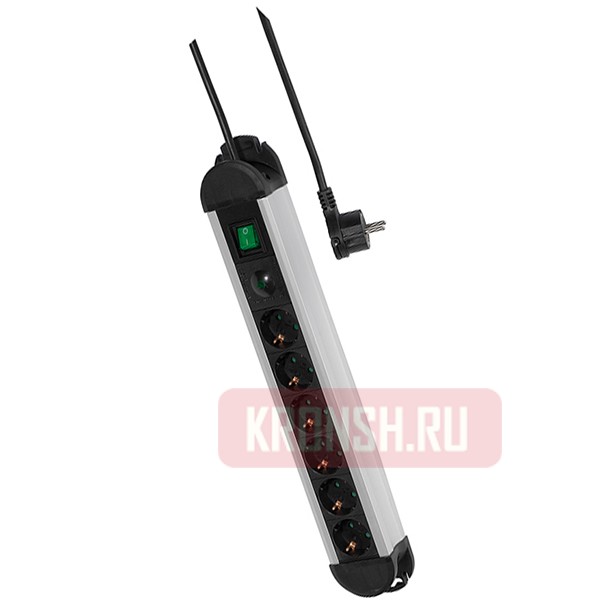 Сетевой фильтр Vivanco (6 розеток, 1,6 м, чёрный), 37657