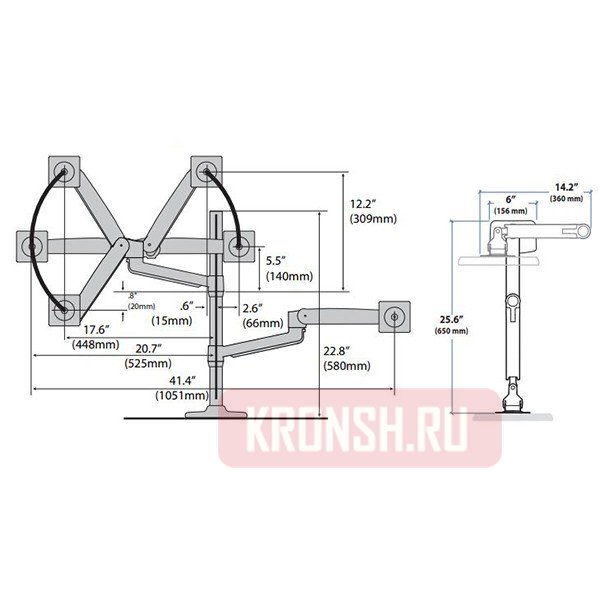 Кронштейн для двух мониторов Ergotron 45-509-216