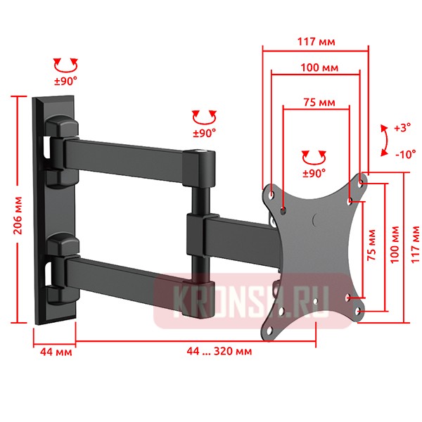 Кронштейн для телевизора Uniteki FM1617B (чёрный)   