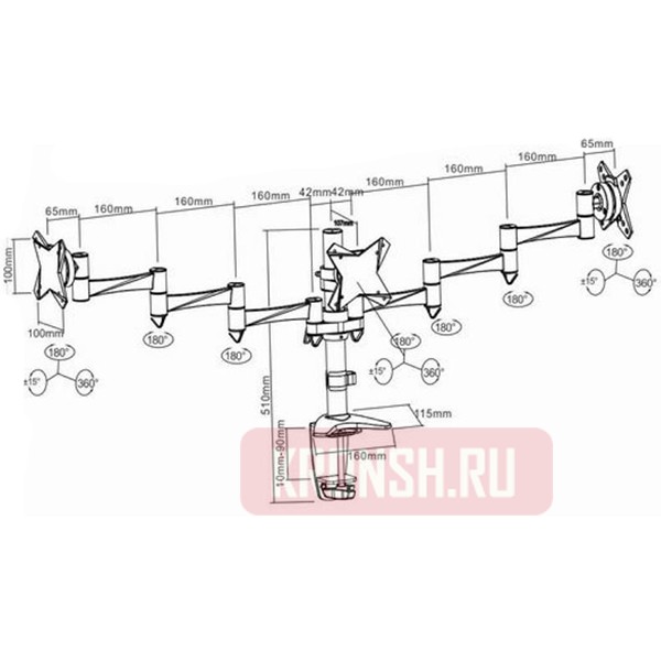 кронштейн для трёх мониторов Brateck LDT02-C036