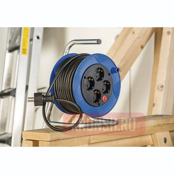 Удлинитель на катушке Brennenstuhl (4 розетки, 40 м, серый), 1098068001