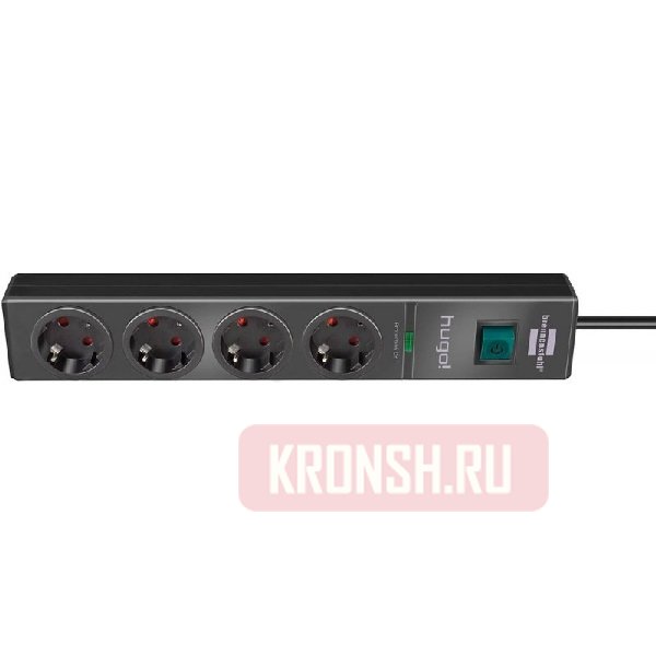 Сетевой фильтр Brennenstuhl (4 розетки, 2 м, чёрный), 1150610314