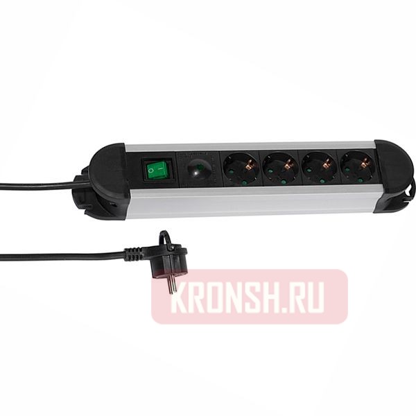 Сетевой фильтр Vivanco (4 розетки, 1,6 м, чёрный), 37656