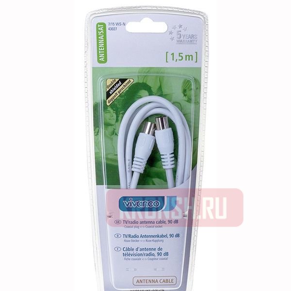 Антенный кабель Vivanco 43027 (1,5 м, белый) 
