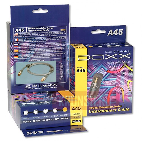 антенный телевизионный кабель Daxx A45. длина  0.75m., 1.1m.,  1.5m.,  2.5m., 5m.