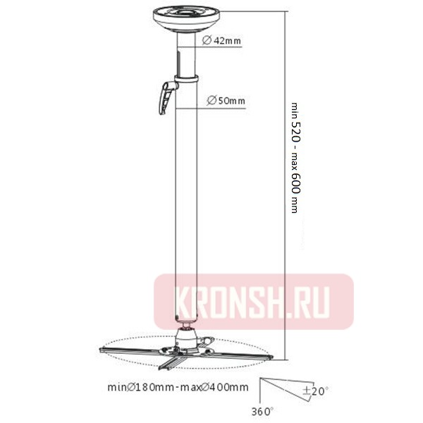 Кронштейн для проектора ErgoFount BPM-16-02SW  