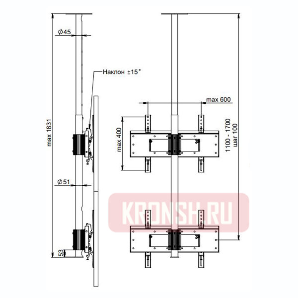 Кронштейн ARTKRON Duplex 3763 (черный)