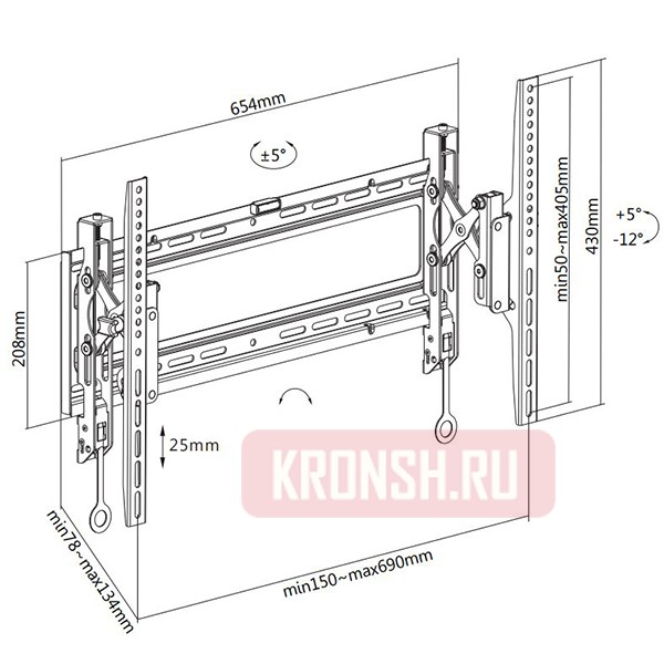 Кронштейн для телевизора Wize Pro T55X