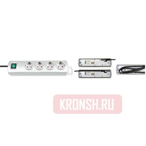 Удлинитель Brennenstuhl (4 розетки, 1,5 м, серебристый), 1153390124