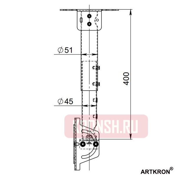 Кронштейн для телевизора ARTKRON​ P1-10 с наклоном 90° (300-400 мм, белый)