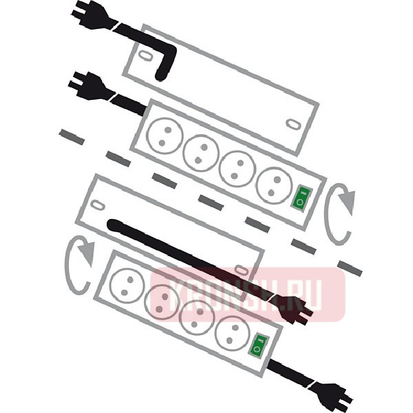 Удлинитель Brennenstuhl (10 розеток, 2 м, серебристый), 1153390120