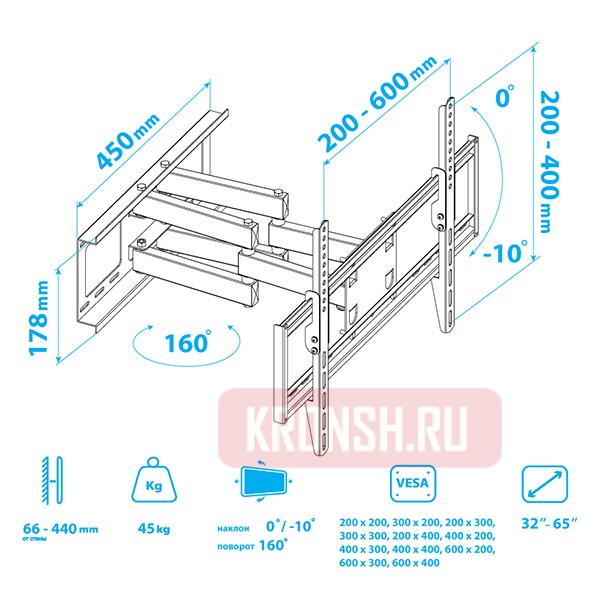 Кронштейн для телевизора Kromax Optima-409
