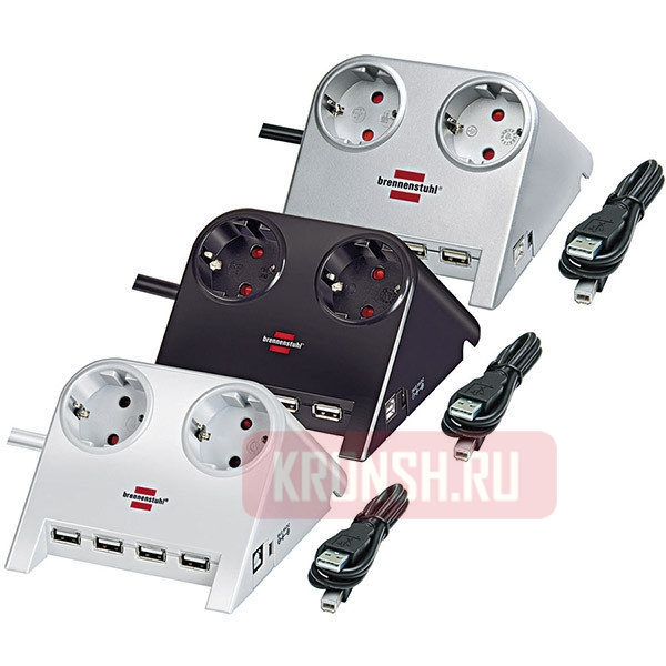 Удлинитель Brennenstuhl 2 розетки, 1,8 м, чёрный), 1153500122