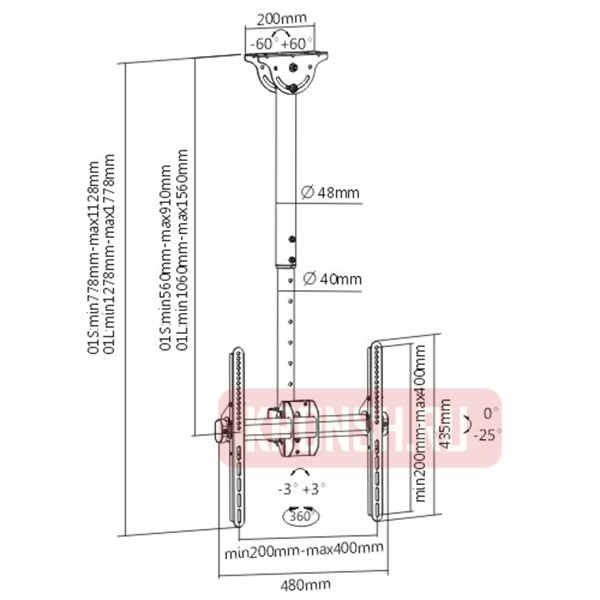 потолочный кронштейн Arm-Media LCD-1700 (черный)