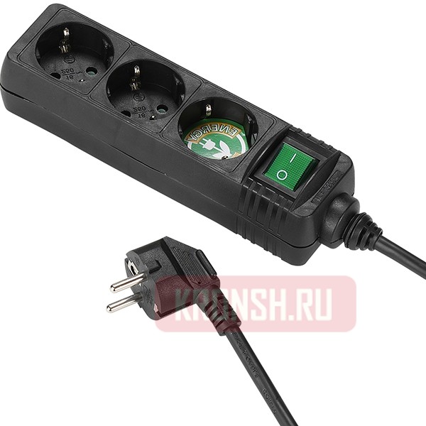 Удлинитель Vivanco (3 розетки, 1,4 м, чёрный), 27015