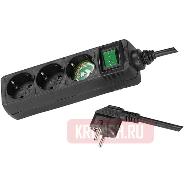 Удлинитель Vivanco (3 розетки, 1,4 м, чёрный), 27015