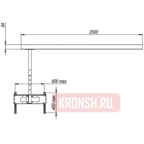 Потолочный кронштейн ARTKRON RAIL (1200-1800) 