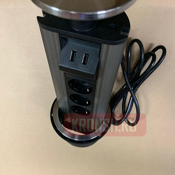 Встраиваемый розеточный блок Mebax M12S (3 розетки, 2 USB) 