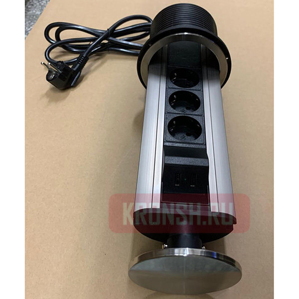 Встраиваемый розеточный блок Mebax M12S (3 розетки, 2 USB) 