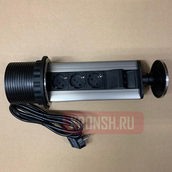 Встраиваемый розеточный блок Mebax M12S (3 розетки, 2 USB) 