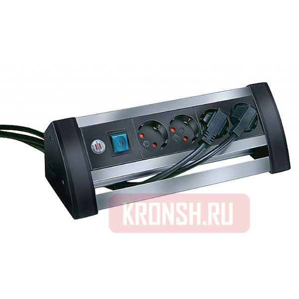 Brennenstuhl 4 розетки, 1,8 м, чёрно-серый), 1394000414