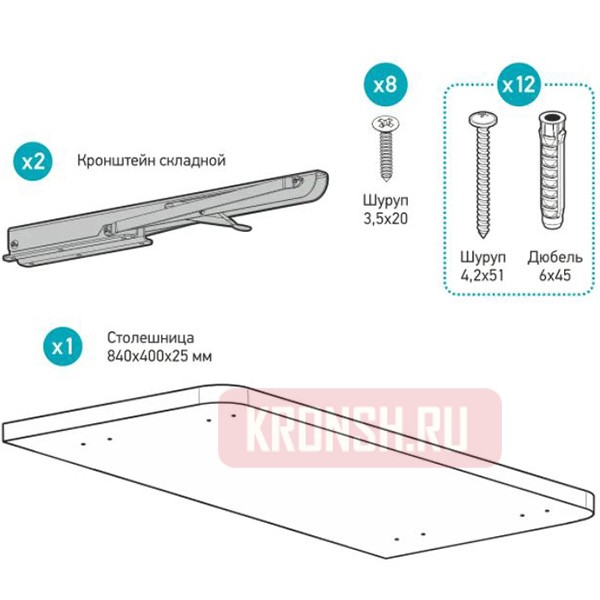 Откидной стол Unico Metall, набор №5 (серый титан)
