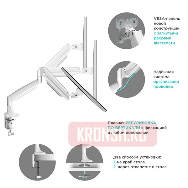 Кронштейн для мониторов Onkron G200 (белый) 