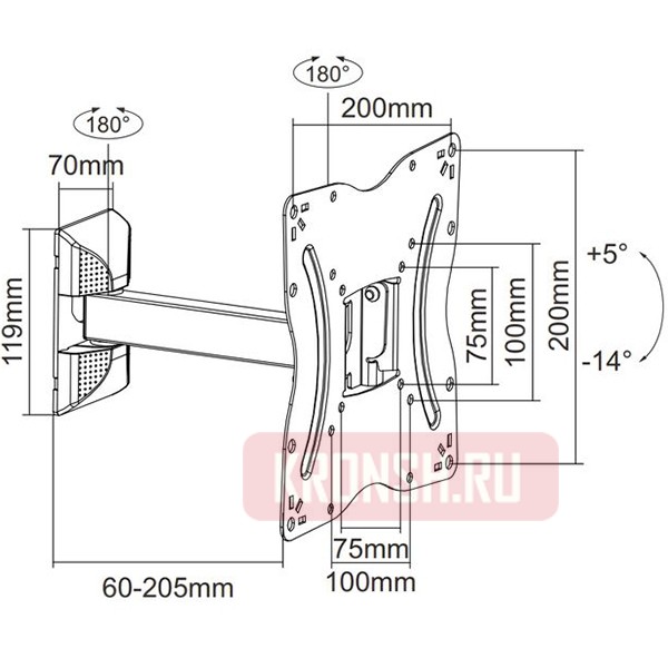 Кронштейн для телевизора iTECHmount LCD-522 (белый) 