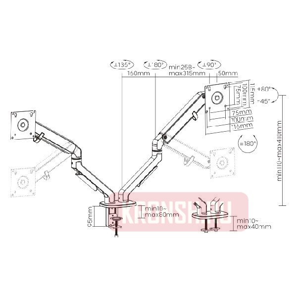Кронштейн для мониторов Ultramounts UM735WD (коричневый)   