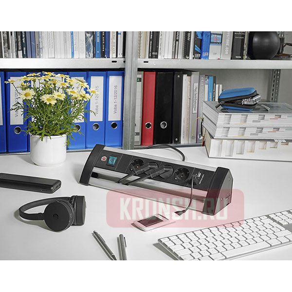 Удлинитель Brennenstuhl 4 розетки, 1,8 м, чёрно-серый), 1394000514