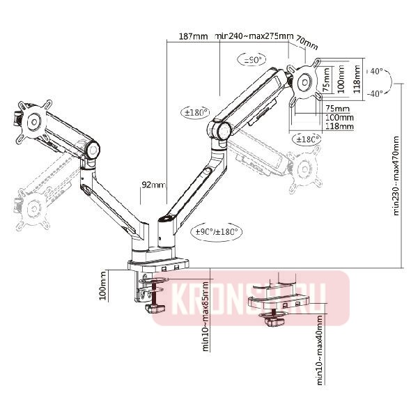 Кронштейн для мониторов Ultramounts UM733BR (чёрный)