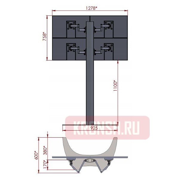 стенд для 4-х мониторов ALG 422