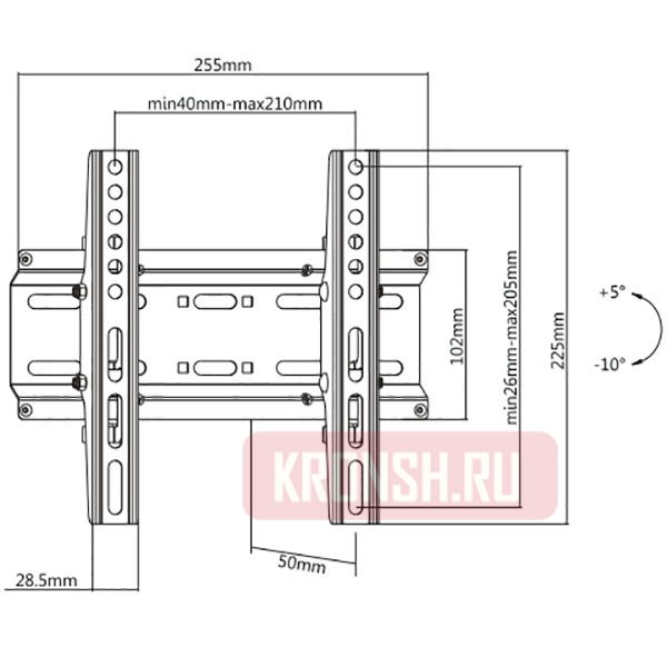 Кронштейн для телевизора Ultramounts UM836T (чёрный)