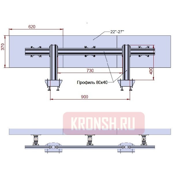 Кронштейн для трёх мониторов ARTKRON 310ST Dual (серебристый) 