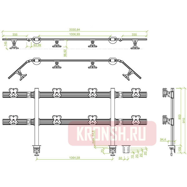 Кронштейн для мониторов ErgoFount TBSS-800WG