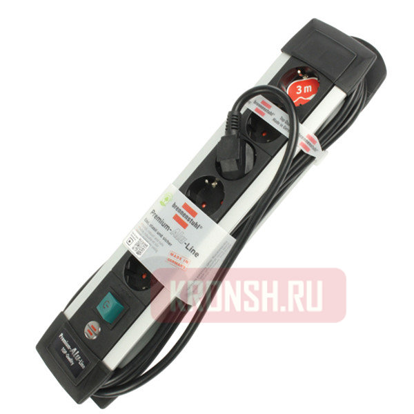 Удлинитель Brennenstuhl (4 розетки, 1,8 м, чёрный), 1391000014