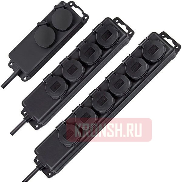 Удлинитель Brennenstuhl (6 розеток, 2 м, чёрный), 1159970