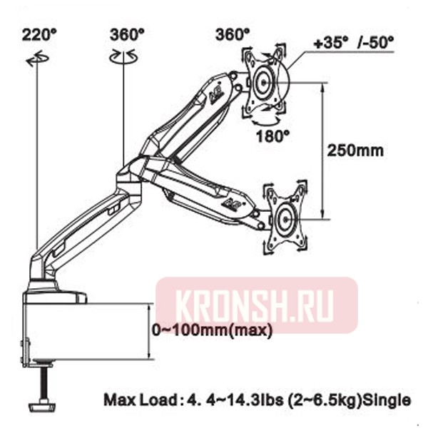 кронштейн для двух мониторов NB F180