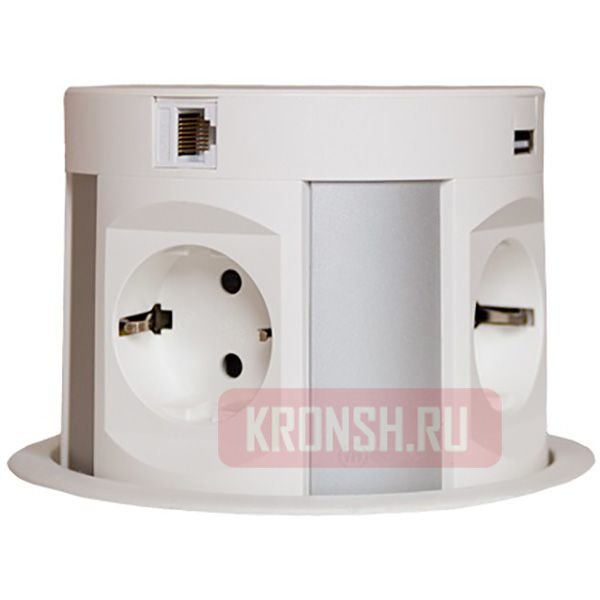 Встраиваемый розеточный блок Mebax M107J-USB (4 розетки, 2 USB) 