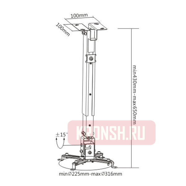 Кронштейн для проектора iTECHmount PRB-15S (серебристый)