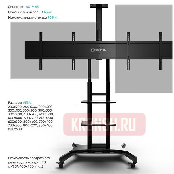 Мобильный стенд для двух телевизоров Onkron TS1881DVB