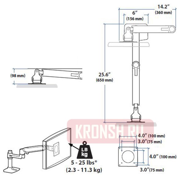 Кронштейн для монитора Ergotron 45-490-216