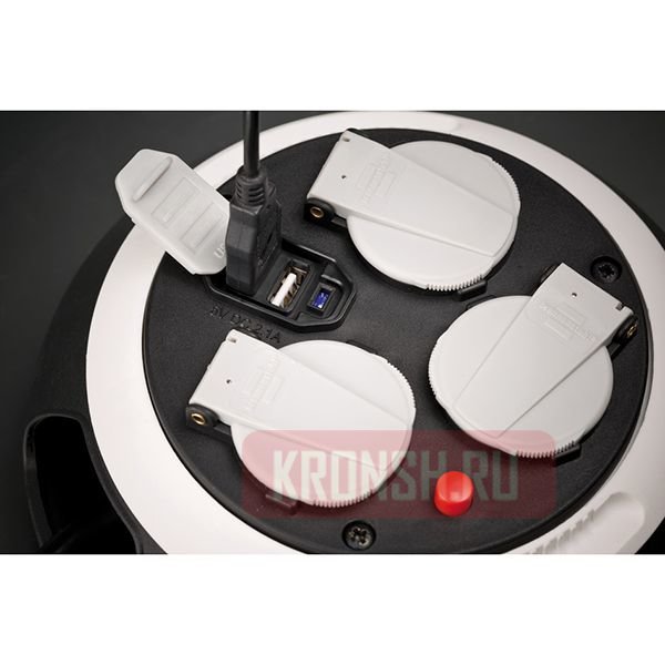 Удлинитель на катушке Brennenstuhl (3 розетки, 3 м, чёрно-белый),1109220600