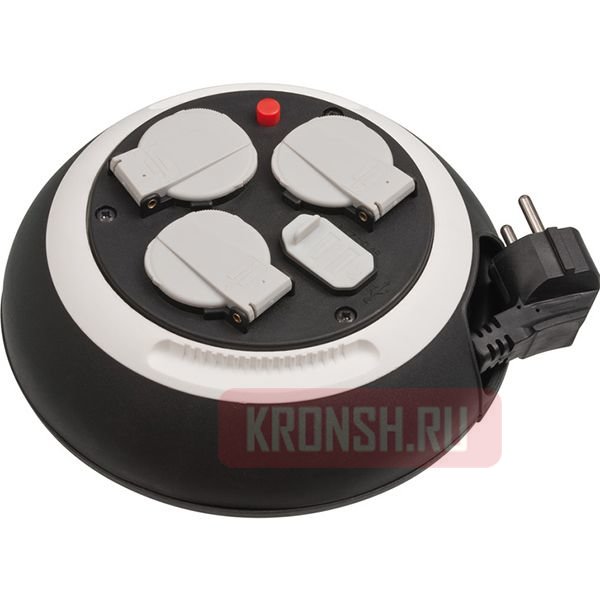 Удлинитель на катушке Brennenstuhl (3 розетки, 3 м, чёрно-белый),1109220600