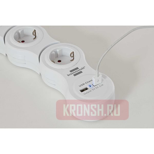 Удлинитель Brennenstuhl (5 розеток, 1,5 м, белый), 1155350210