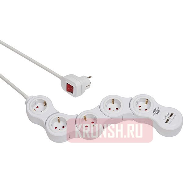 Удлинитель Brennenstuhl (5 розеток, 1,5 м, белый), 1155350210