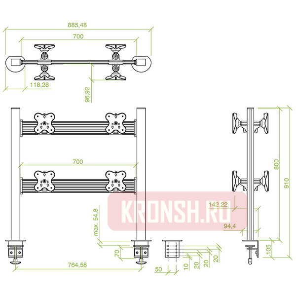 Кронштейн для мониторов ErgoFount TBBS-800DC 