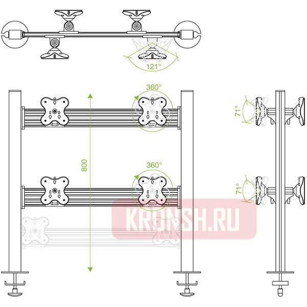 Кронштейн для мониторов ErgoFount TBBS-800DG
