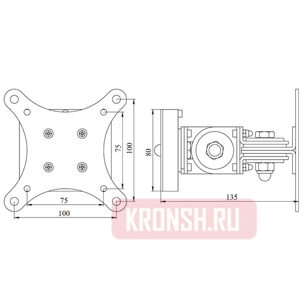 Кронштейн для трёх мониторов ARTKRON 310STD Rotation (серебристый) 